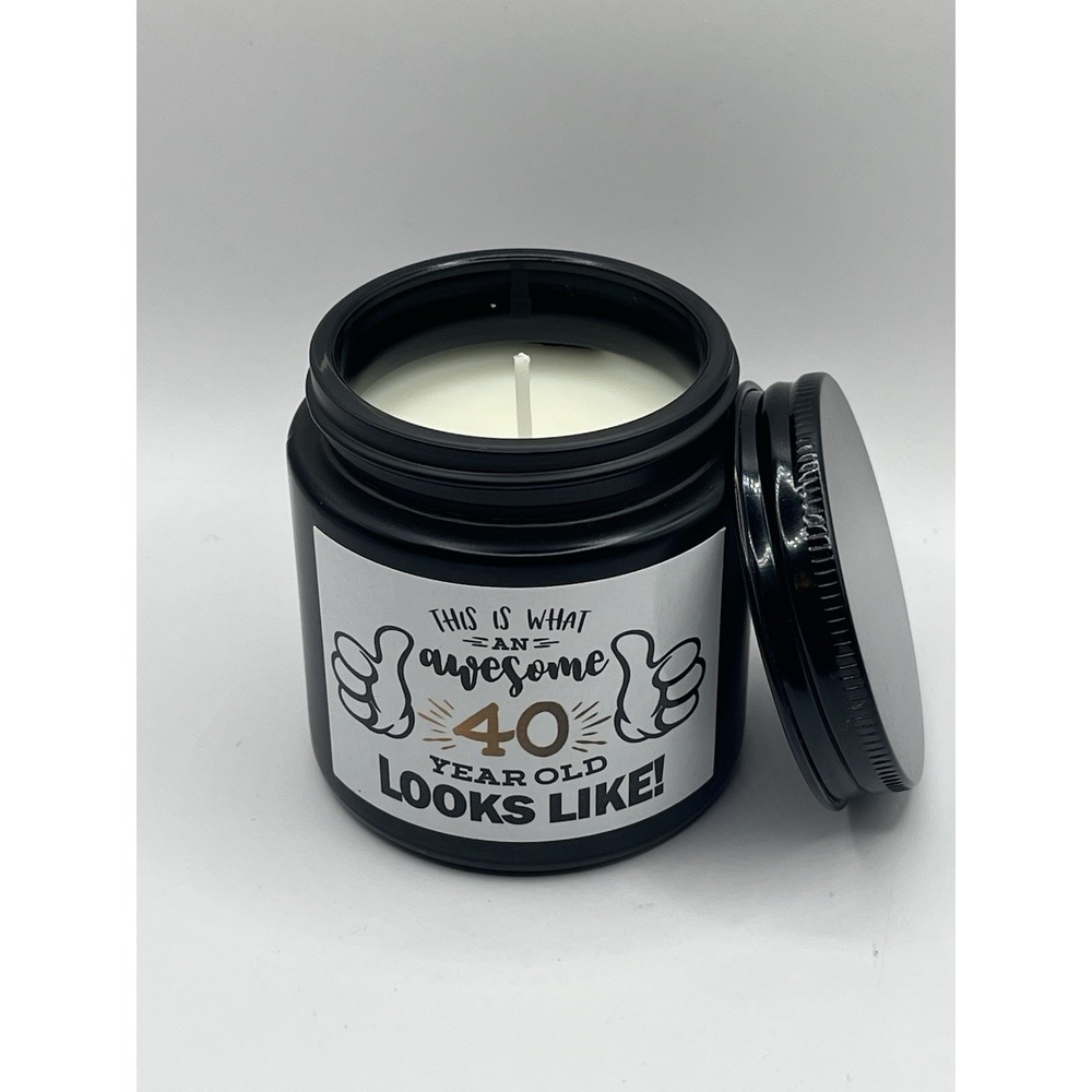 Awesome 40th Birthday Gift Scented Candle Matte Black Jar